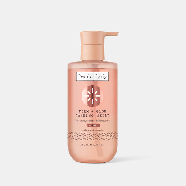 A 350ml bottle of frank body Firm + Glow Tanning Jelly in Medium.